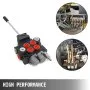 Válvula hidráulica VEVOR de 2 carretes, válvula de control de joystick hidráulico de 11 gpm, válvula de control direccional hidráulico de doble efecto para tractores, cargadoras y tanques.