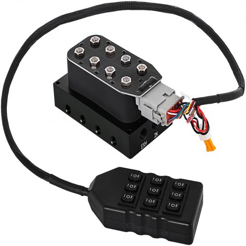 Válvula solenoide VEVOR Accu X4, válvula solenoide de colector de aire NPT de 1/4 pulgadas con control remoto con cable de 9 interruptores VXF4CM14B