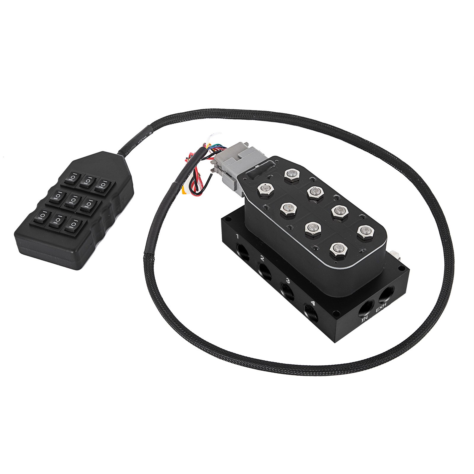 Electroválvula VEVOR accu x4 con panel de control y cable multiconector.