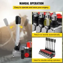 Válvula de control direccional hidráulica VEVOR, válvula de carrete hidráulica de 6 carretes, válvula de cargadora hidráulica de 11 GPM, válvula de control direccional de 3600 PSI, válvulas y controles hidráulicos para tractores, cargadores, tanques