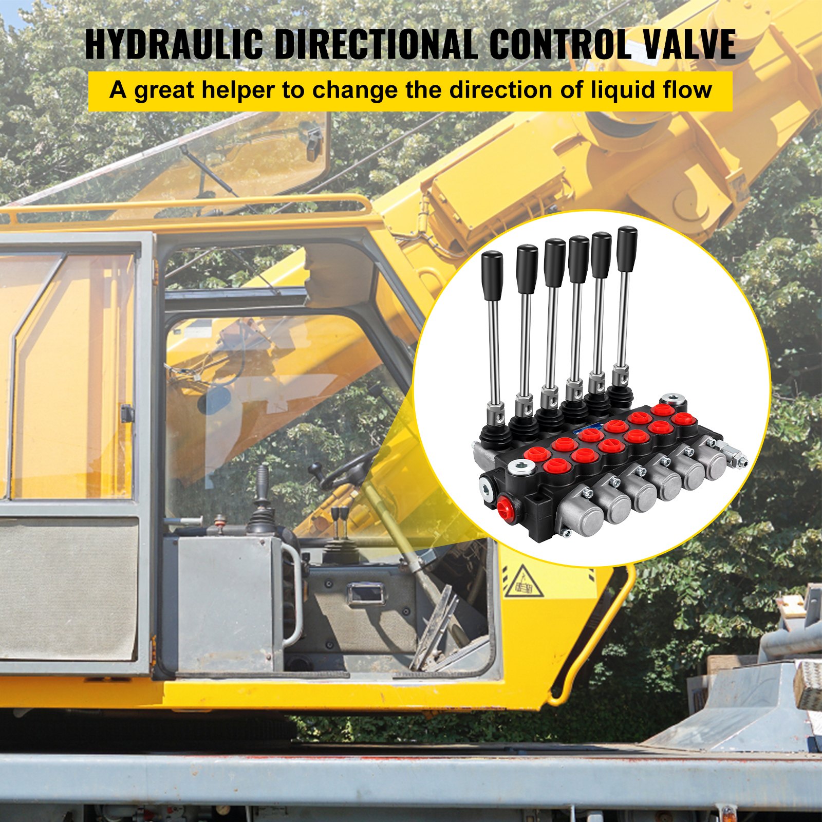 Válvula de control direccional hidráulica VEVOR, válvula de carrete hidráulica de 6 carretes, válvula de cargador hidráulico de 11 GPM, válvula de control direccional de 3600 PSI, válvulas hidráulicas y controles para tanques de cargadores de tractores