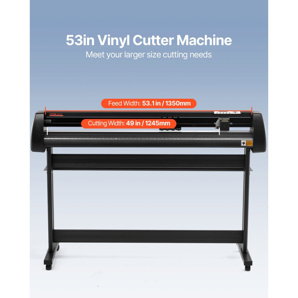 VEVOR Máquina trazadora cortadora de vinilo, máquina para hacer letreros con software Signmaster de 53", trazador cortador de vinilo con alimentación de papel de 1350 mm con soporte (53" 1350 mm)