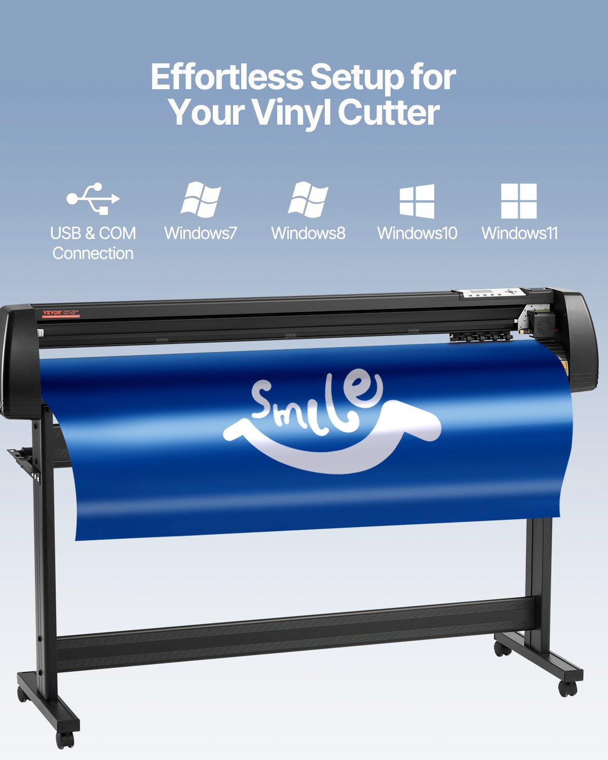 VEVOR Máquina trazadora cortadora de vinilo, máquina para hacer letreros con software Signmaster de 53", trazador cortador de vinilo con alimentación de papel de 1350 mm con soporte (53" 1350 mm)