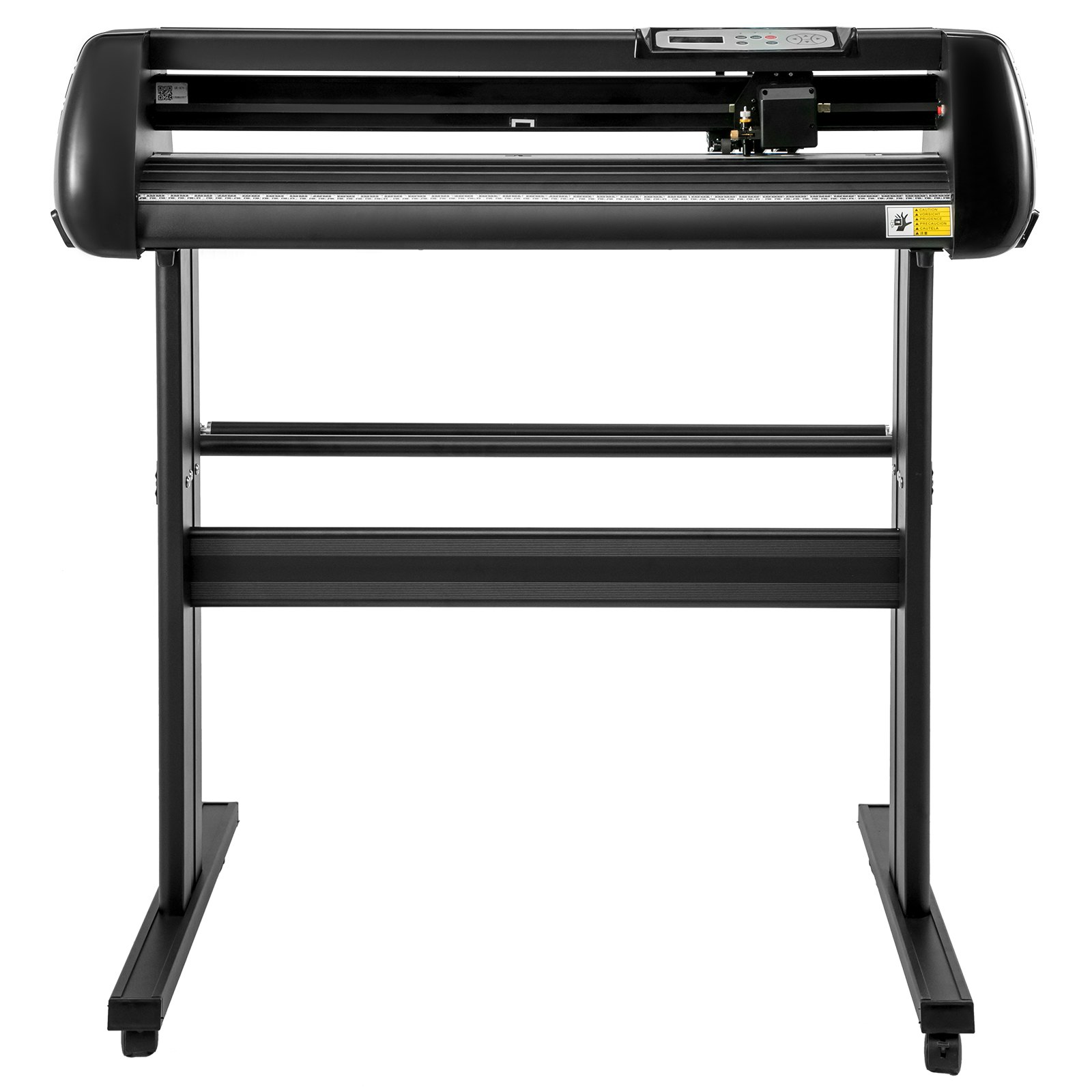 Cortadora de vinilo VEVOR sobre soporte de metal negro con panel de control digital.