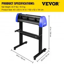 VEVOR Plotter de Corte Cortador de Vinilo Máquina de Corte de Plotter de Vinilo de 870mm Vinilo Cortador Letrero para Cortar Negro Azul