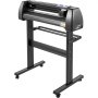 Máquina cortadora de vinilo VEVOR sobre soporte resistente con acabado negro y pantalla digital.
