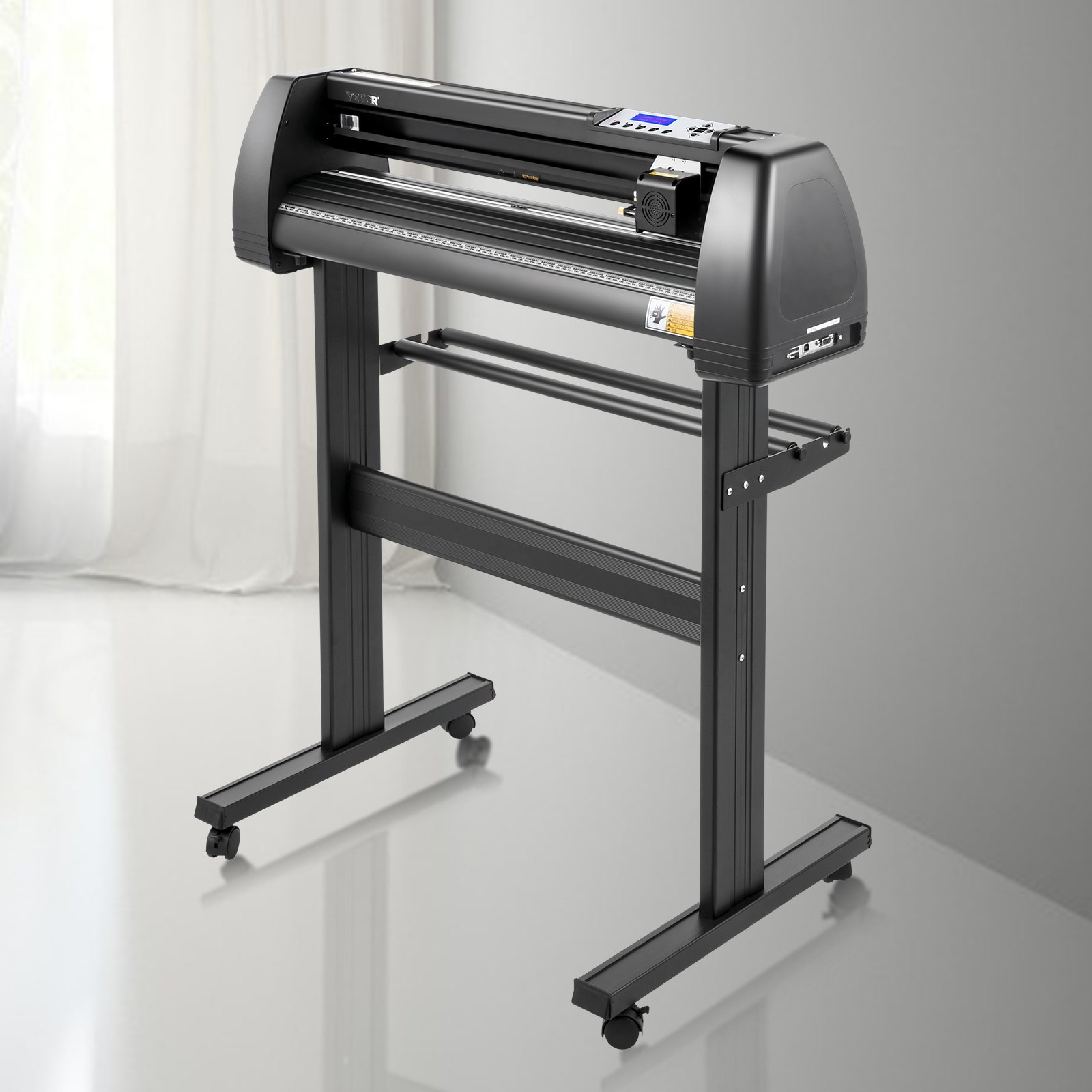 Máquina cortadora de vinilo VEVOR con soporte en una habitación luminosa.