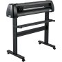 Cortadora de vinilo VEVOR sobre soporte de metal negro con ruedas, con múltiples cuchillas de corte y panel de control.