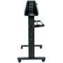 Cortador de vinilo VEVOR negro sobre soporte resistente con ruedas, vista lateral que muestra puertos y soportes.