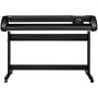 Plotter de corte de vinilo VEVOR sobre soporte negro con pantalla led y rodillos ajustables.