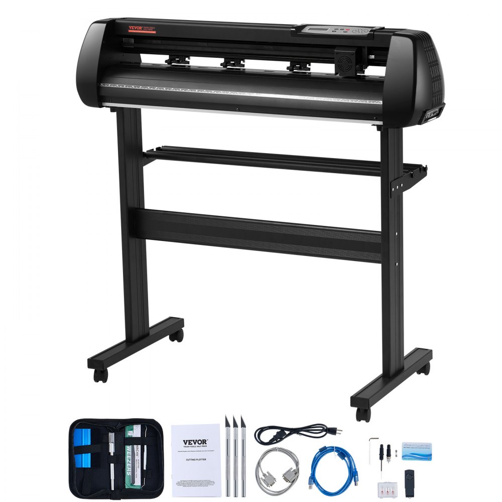 Máquina cortadora de vinilo VEVOR, plotter de corte Bluetooth sin conexión de 34 pulgadas, eje de rodillo de acero de 400 pulgadas/10 m con fuerza de velocidad ajustable, herramienta de software SignMaster, kit de manualidades para crear letreros en Windows y dispositivos móviles.