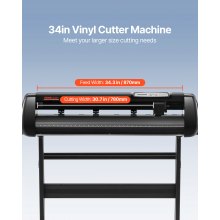VEVOR Máquina de corte de vinilo máquina de plotter de corte Bluetooth sin conexión de 34 pulgadas eje de rodillo de acero de 400 pulgadas/10 m