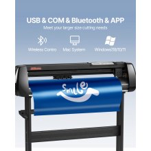 VEVOR Máquina de corte de vinilo máquina de plotter de corte Bluetooth sin conexión de 34 pulgadas eje de rodillo de acero de 400 pulgadas/10 m