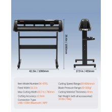 VEVOR Máquina de corte de vinilo máquina de plotter de corte Bluetooth sin conexión de 34 pulgadas eje de rodillo de acero de 400 pulgadas/10 m