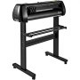 Máquina cortadora de vinilo VEVOR negra sobre soporte resistente con ruedas, perfecta para tareas de corte precisas.