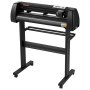 Máquina cortadora de vinilo VEVOR sobre un resistente soporte negro con ruedas.