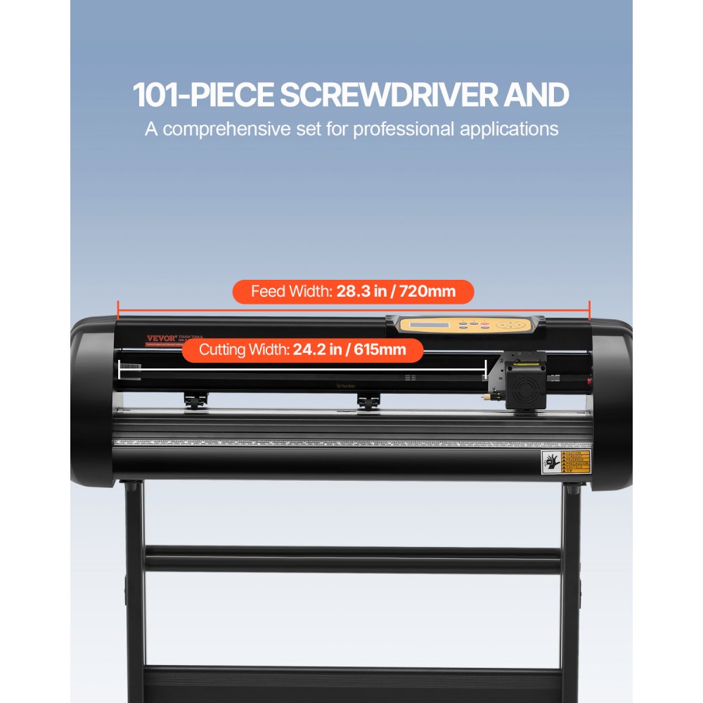 Máquina cortadora de vinilo VEVOR, paquete de plotter de corte mejorado con alimentación de papel de 28 pulgadas, impresora de vinilo con fuerza y velocidad ajustables, potentes motores paso a paso y software Signmaster compatible con Windows.
