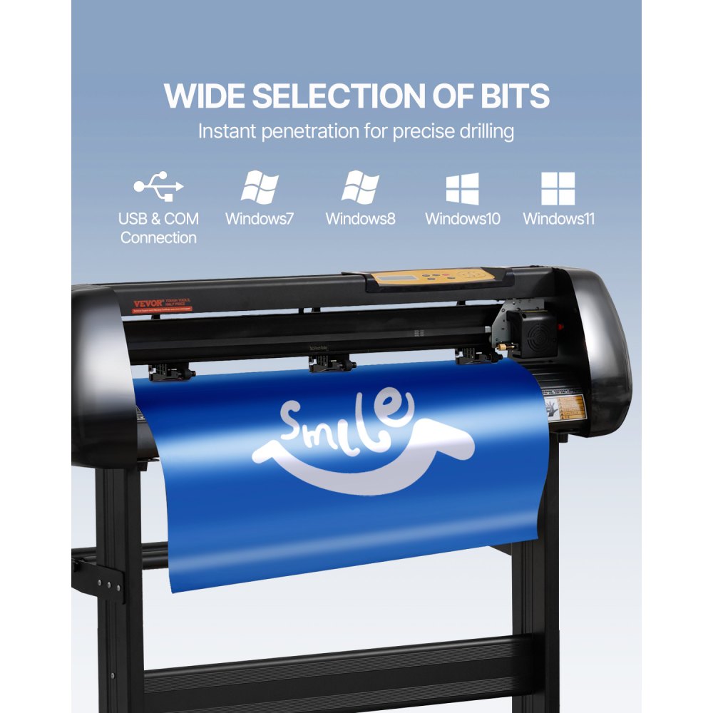 Máquina cortadora de vinilo VEVOR, paquete de plotter de corte mejorado con alimentación de papel de 28 pulgadas, impresora de vinilo con fuerza y velocidad ajustables, potentes motores paso a paso y software Signmaster compatible con Windows.