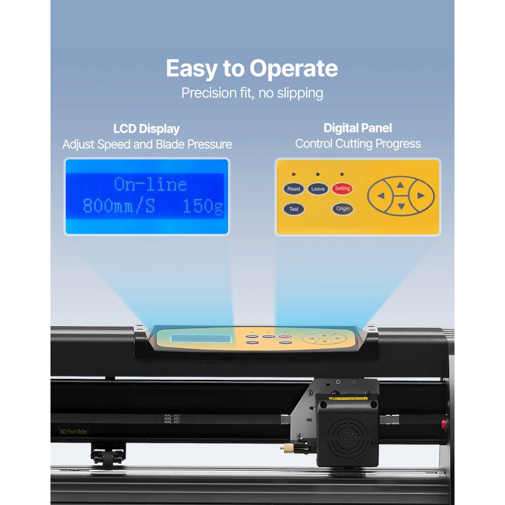 Máquina cortadora de vinilo VEVOR, paquete de plotter de corte mejorado con alimentación de papel de 28 pulgadas, impresora de vinilo con fuerza y velocidad ajustables, potentes motores paso a paso y software Signmaster compatible con Windows.
