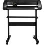 Cortadora de vinilo VEVOR negra con soporte y cuatro ruedas, vista frontal.