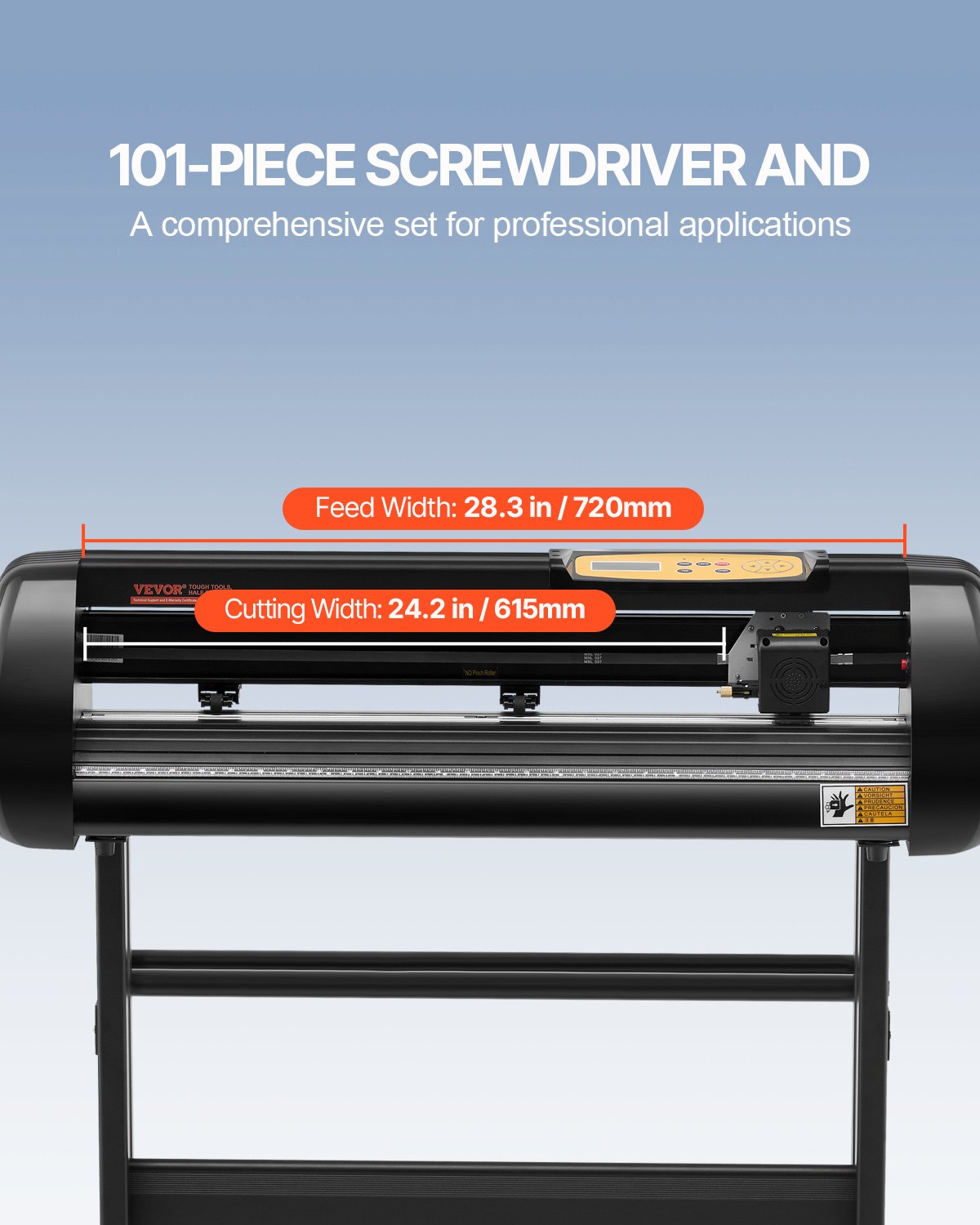 Máquina cortadora de vinilo VEVOR, paquete de plotter de corte mejorado con alimentación de papel de 28 pulgadas, impresora de vinilo con fuerza y velocidad ajustables, potentes motores paso a paso y software Signmaster compatible con Windows.