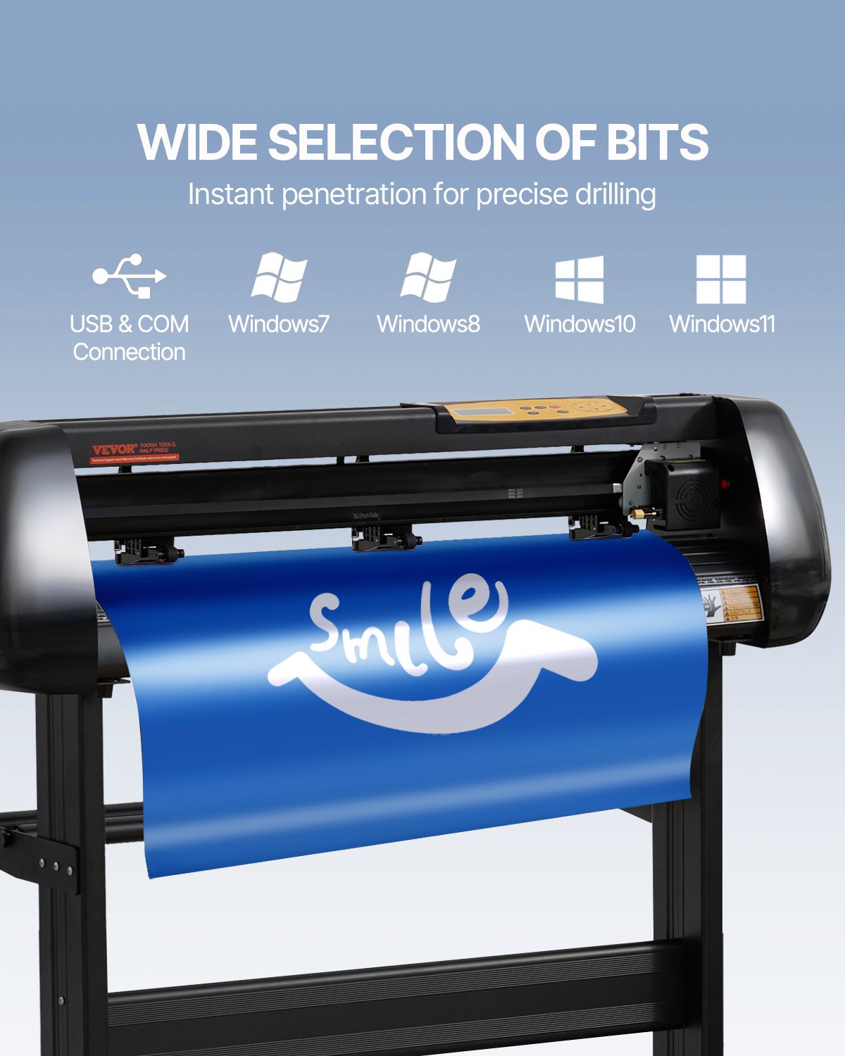 Máquina cortadora de vinilo VEVOR, paquete de plotter de corte mejorado con alimentación de papel de 28 pulgadas, impresora de vinilo con fuerza y velocidad ajustables, potentes motores paso a paso y software Signmaster compatible con Windows.