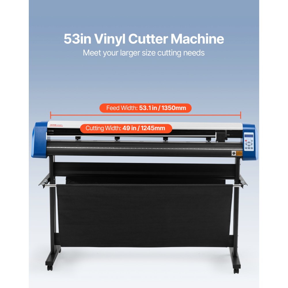 Cortadora de vinilo VEVOR de 53 pulgadas, máquina cortadora de vinilo semiautomática para bricolaje, máquina cortadora de vinilo, posicionamiento manual, corte de letreros con soporte de suelo, software Signmaster