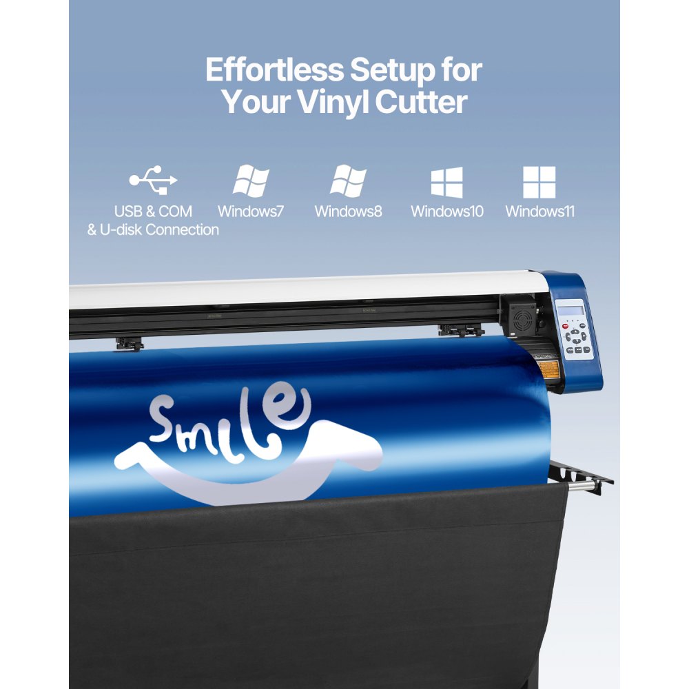 Cortadora de vinilo VEVOR de 53 pulgadas, máquina cortadora de vinilo semiautomática para bricolaje, máquina cortadora de vinilo, posicionamiento manual, corte de letreros con soporte de suelo, software Signmaster