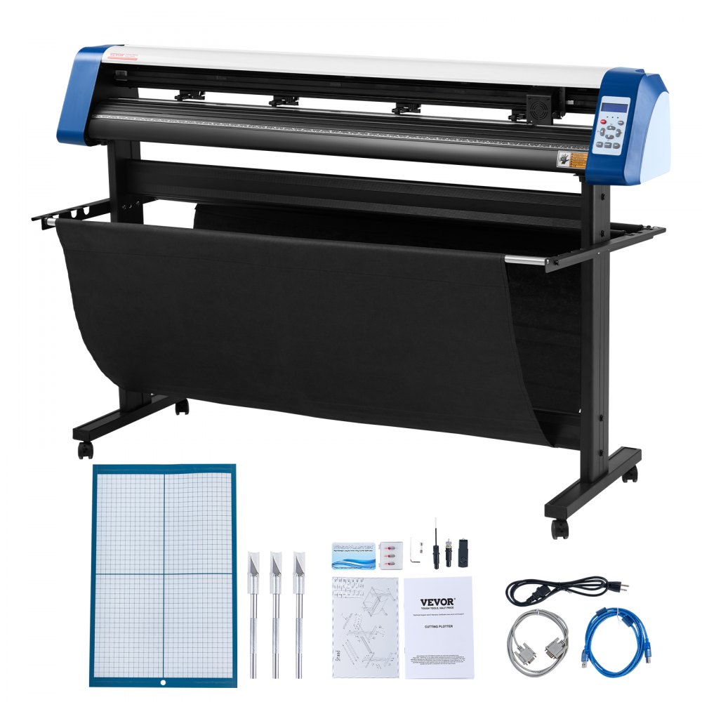 Cortadora de vinilo VEVOR de 53 pulgadas, máquina cortadora de vinilo semiautomática para bricolaje, máquina cortadora de vinilo, posicionamiento manual, corte de letreros con soporte de suelo, software Signmaster