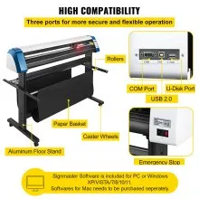 VEVOR Maquina de Vinilo Plotter de corte de vinilo de contorno semiautomático de 53 pulgadas Corte de letrero de posicionamiento manual con soporte