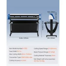 VEVOR Maquina de Vinilo Plotter de corte de vinilo de contorno semiautomático de 53 pulgadas Corte de letrero de posicionamiento manual con soporte