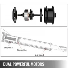 VEVOR Abridor de portón oscilante doble Abridor de portón automático resistente de hasta 660 lb y portón de 18 pies de largo Abridor de portón automático de 50 W alimentado por CA con kit completo remoto Abridor de portón doble de empujar/jalar para abrir 16 mm/s