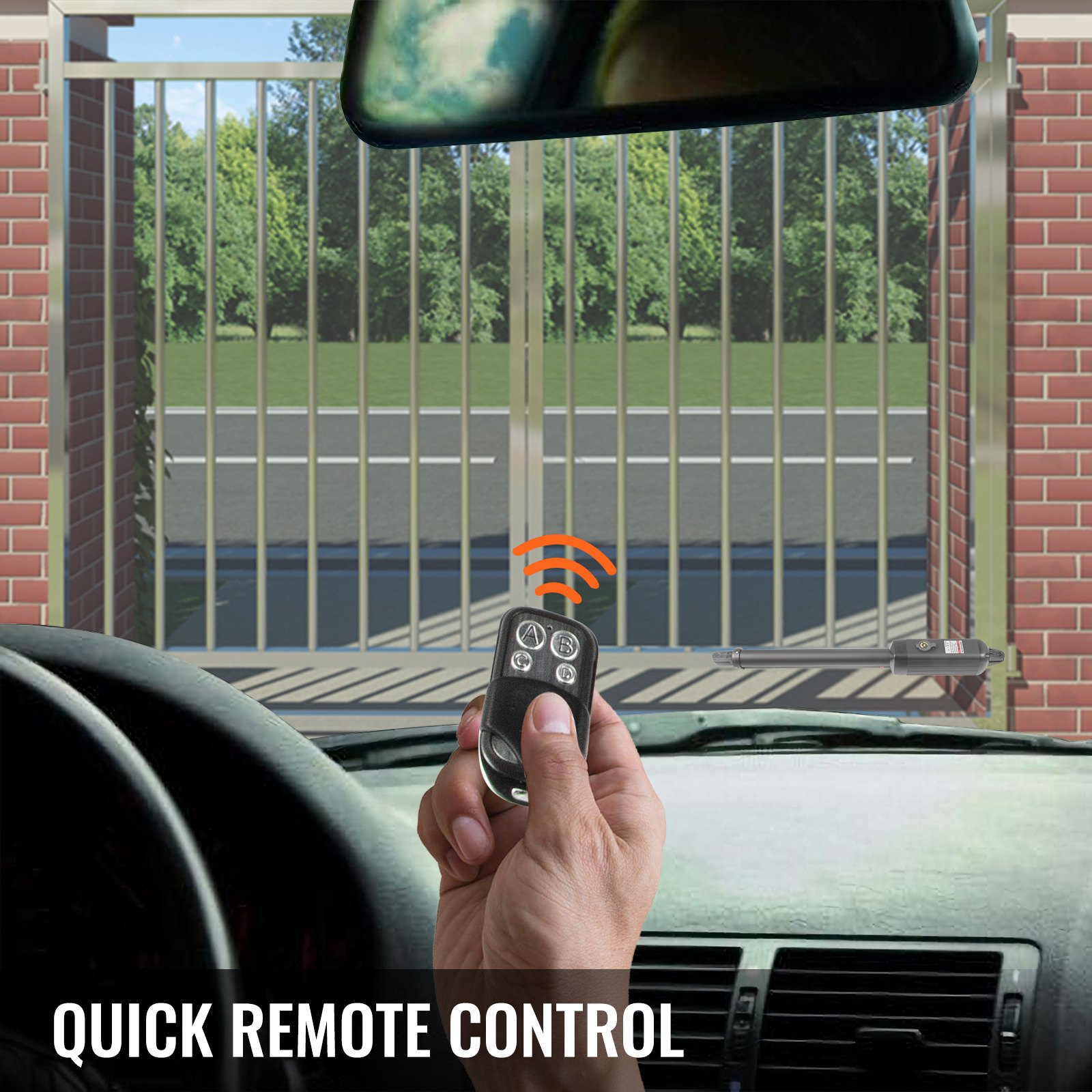 Control remoto manual para abrir y cerrar el portón eléctrico VEVOR desde el interior del coche.