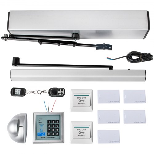 VEVOR Abridor de puerta automático 110-240 V, abridor de puerta para discapacitados 22 libras, abridor de puerta abatible automático 50 W abridor de puerta abatible 120 grados ajustable aleación de aluminio y abridor de puerta eléctrico de acero inoxidable