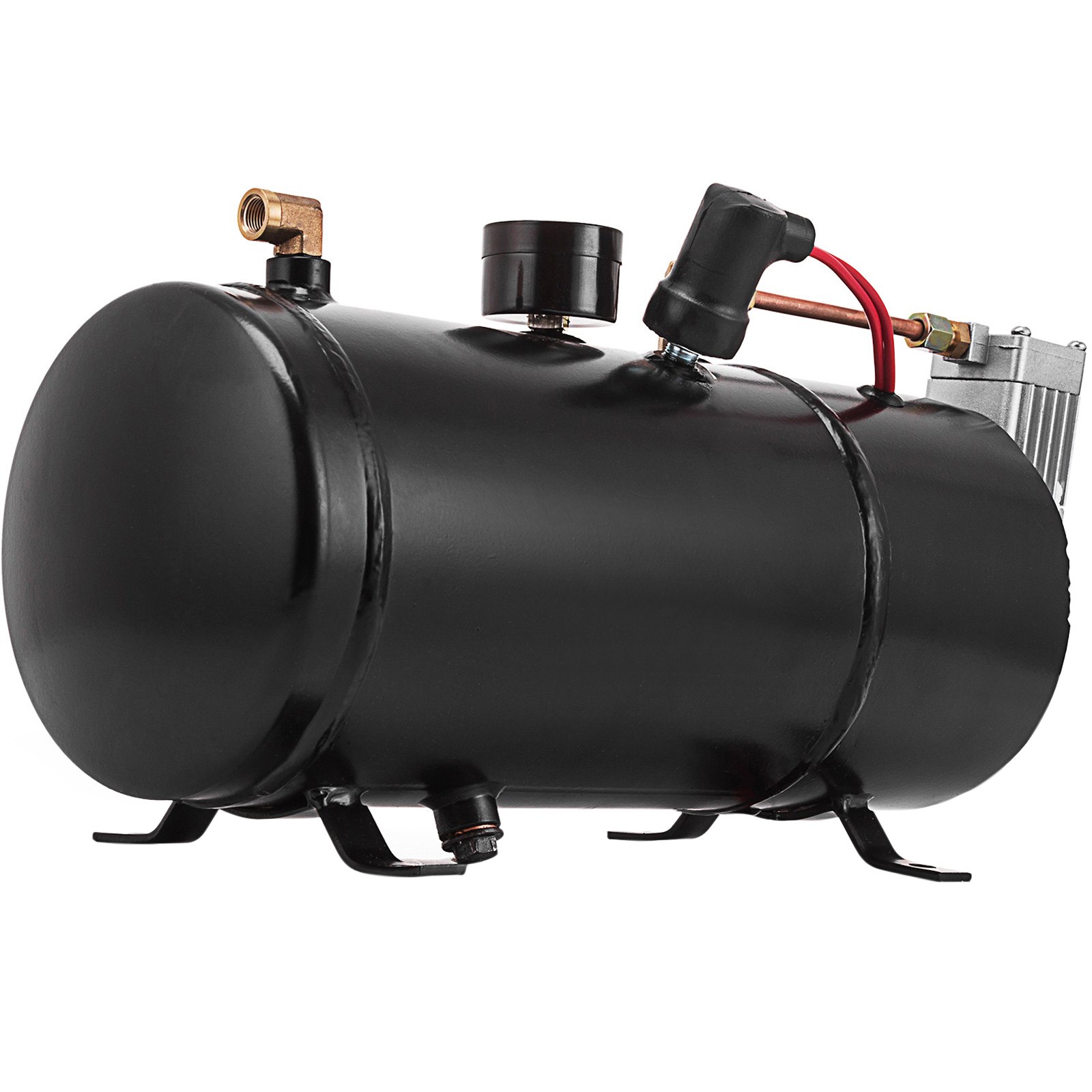 Bomba de tanque de compresor de bocina de aire VEVOR, compresor de aire de tanque de 0,8 galones para bomba de compresor de aire portátil de 120PSI 12V para camioneta a bordo