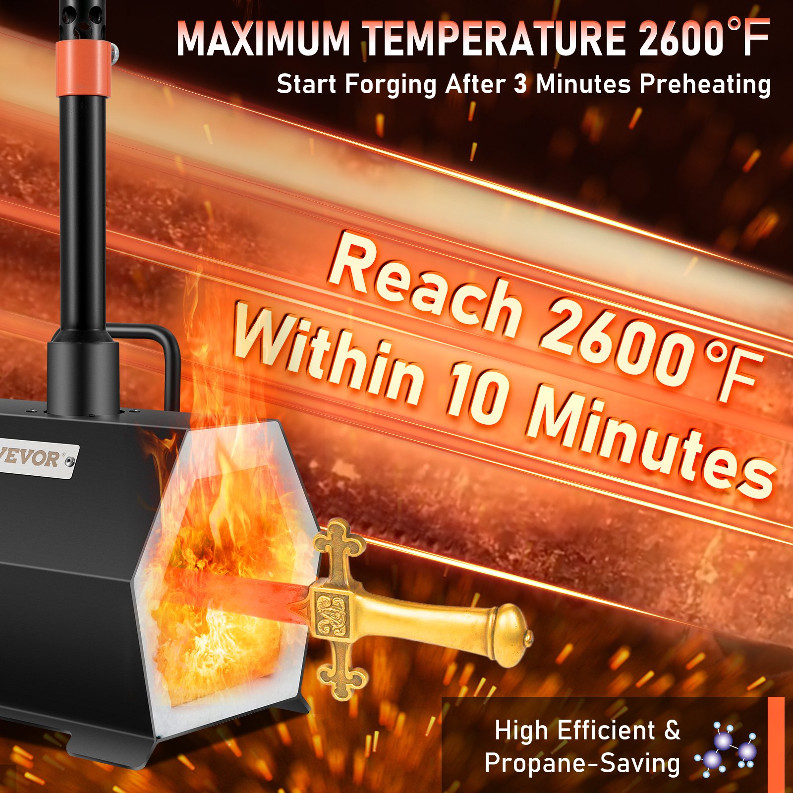 VEVOR Forja de propano portátil, herramienta de un solo quemador y fabricación de cuchillos, forjas de herrero de gran capacidad, herrería de mini horno, herramientas y equipos de forja de gas, kit completo