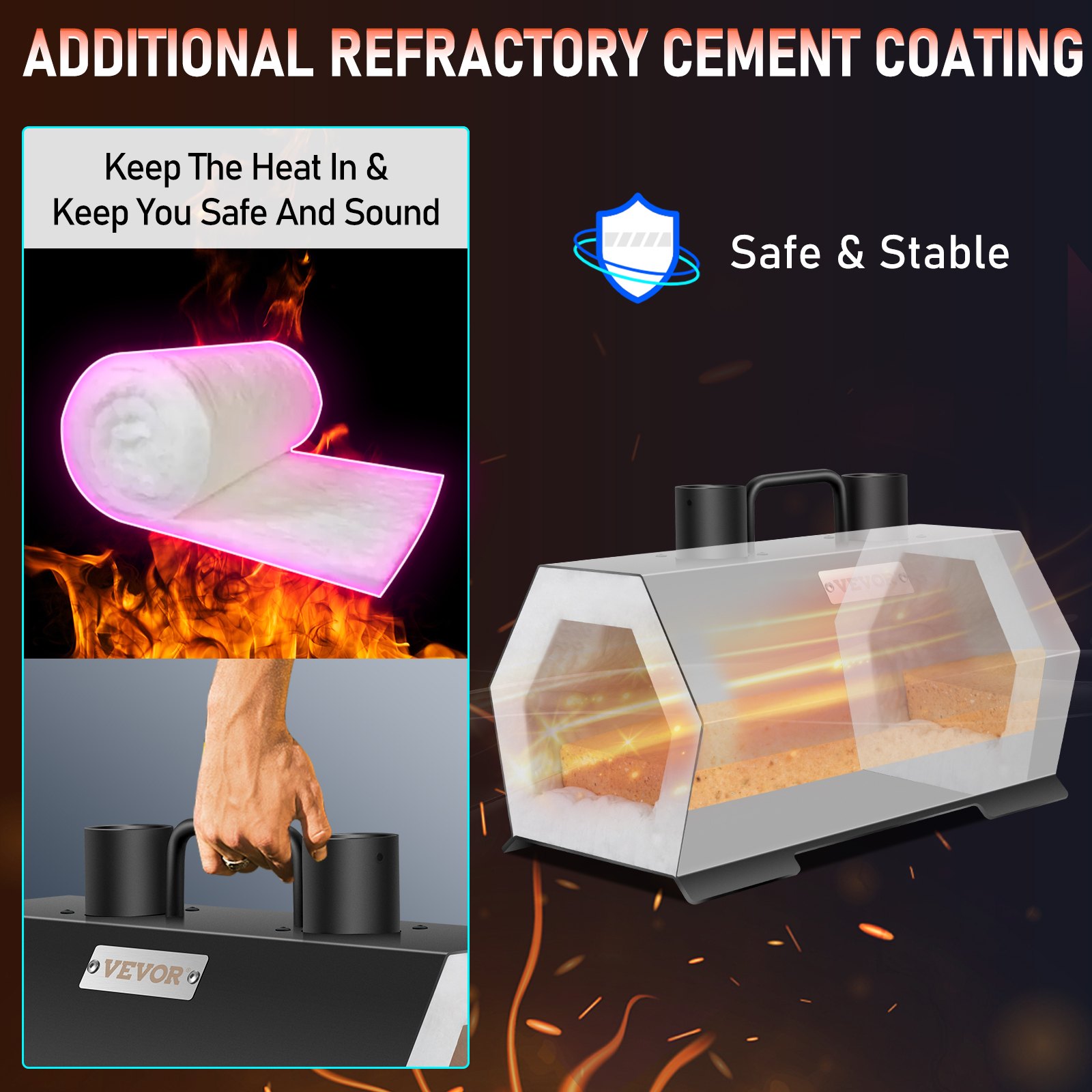 VEVOR Forja de propano portátil, herramienta de doble quemador y fabricación de cuchillos, forjas de herrero de gran capacidad, mini horno de herrería, herramientas y equipos de forja de gas, kit completo