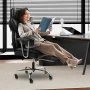 VEVOR Silla de Ejecutiva de Oficina con Respaldo Alto Reposapiés Silla de Escritorio Ergonómica con Cojín de Espuma de Alta Resiliencia Silla Giratoria de Cuero PU para Trabajar, Estudiar, Negro