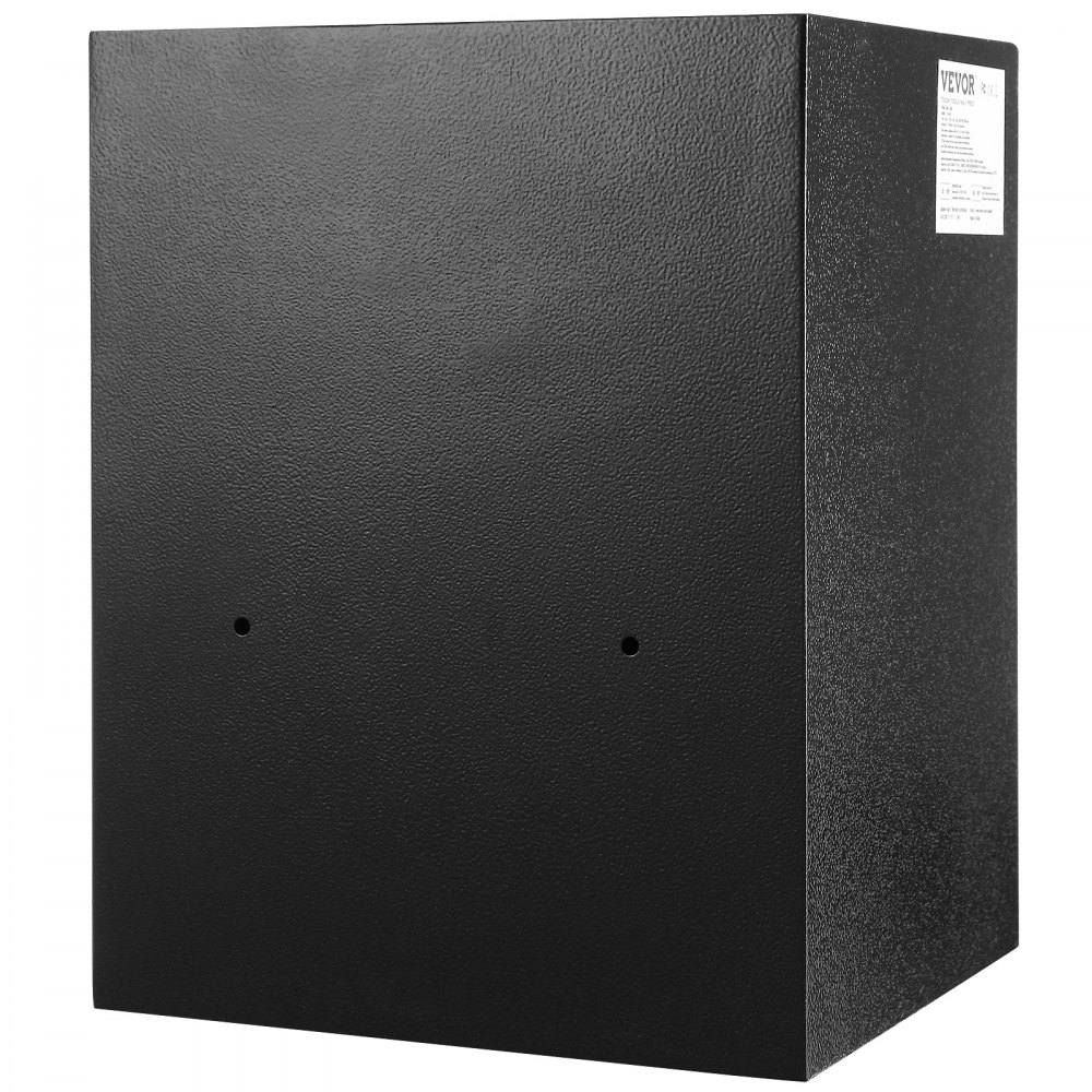 Caja fuerte de depósito VEVOR negra con superficie texturizada y etiqueta de producto en el lateral.