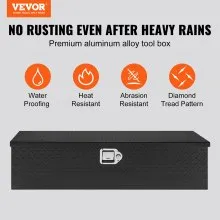 Caja de herramientas VEVOR de aluminio resistente para cama de camión, caja de herramientas con placa de diamante con asa lateral y llaves de bloqueo, caja de herramientas de almacenamiento organizador de caja de pecho para camioneta, cama de camión, RV, remolque, 39 x 13 x 10 pulgadas, negro