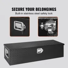 Caja de herramientas VEVOR de aluminio resistente para cama de camión, caja de herramientas con placa de diamante con asa lateral y llaves de bloqueo, caja de herramientas de almacenamiento organizador de caja de pecho para camioneta, cama de camión, RV, remolque, 39 x 13 x 10 pulgadas, negro