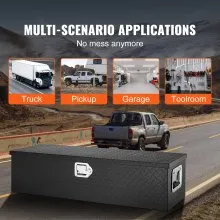 Caja de herramientas VEVOR de aluminio resistente para cama de camión, caja de herramientas con placa de diamante con asa lateral y llaves de bloqueo, caja de herramientas de almacenamiento organizador de caja de pecho para camioneta, cama de camión, RV, remolque, 39 x 13 x 10 pulgadas, negro