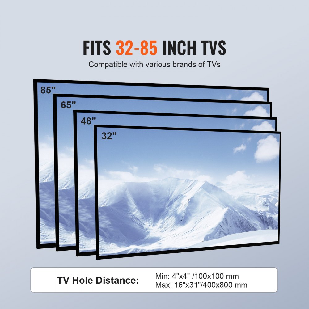 Soporte para TV VEVOR, soporte giratorio alto para televisores de 32 a 85 pulgadas, soporte de suelo portátil ajustable en altura con base de vidrio templado para dormitorio y sala de estar.