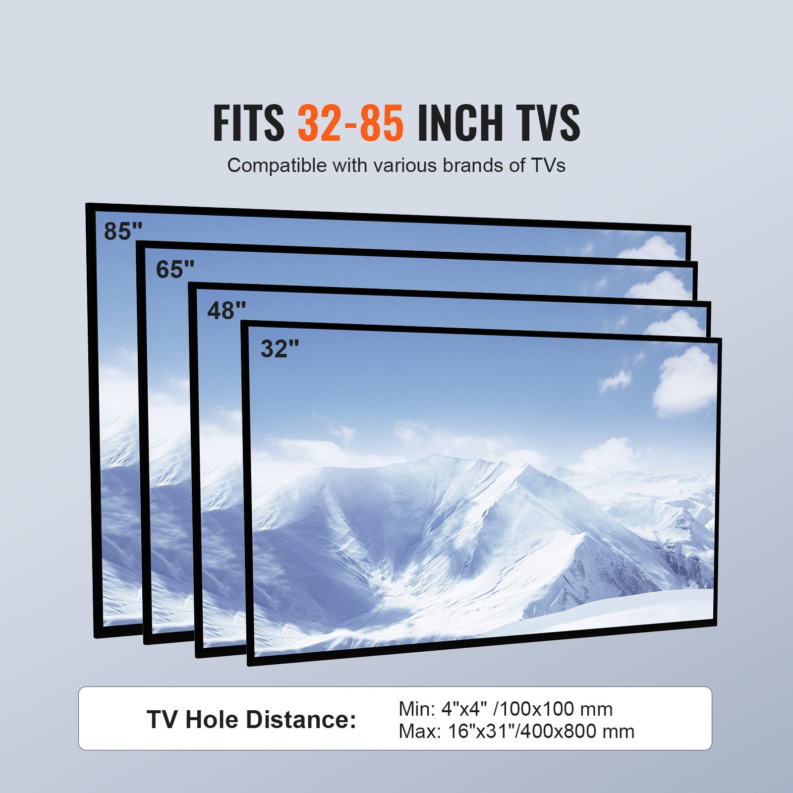 VEVOR Soporte para TV, Soporte Giratorio Alto para TV de 32 a 85 Pulgadas, Soporte para TV de Piso portátil Ajustable en Altura con Base de Vidrio Templado para Dormitorio, Sala de Estar