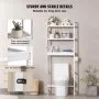 VEVOR - Estantería de almacenamiento para inodoro, organizador de baño ajustable de 3 niveles, de bambú con 3 ganchos, fácil de montar, ahorra espacio para la colada, se adapta a la mayoría de inodoros, color blanco
