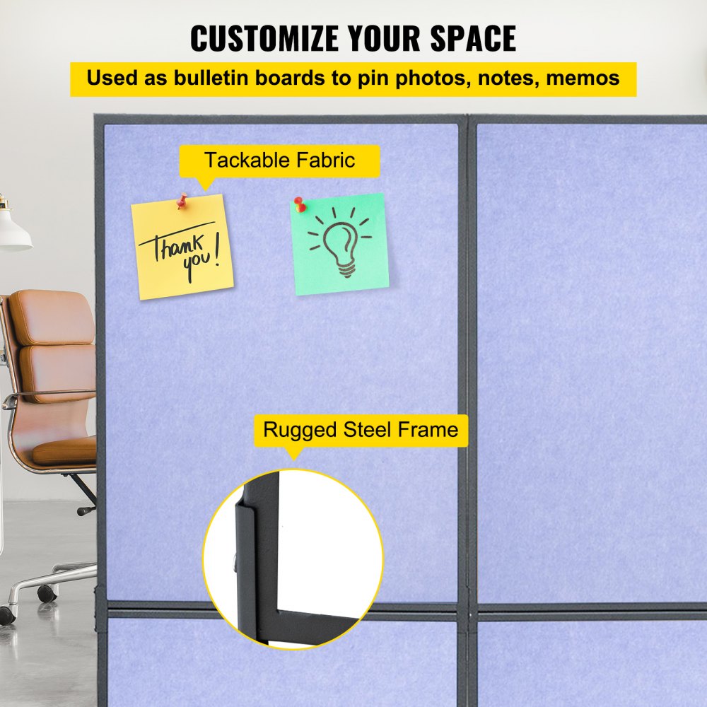 Separador de ambientes acústico VEVOR con tejido clavable y marco de acero resistente, espacio personalizable.