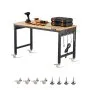 Banco de trabajo VEVOR de 122 cm con ruedas, mesa de altura ajustable, toma de corriente y tablero perforado