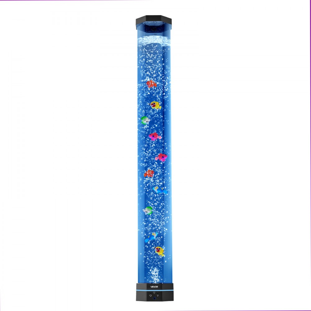 VEVOR Lámpara Sensorial de Burbujas, Tubo de Burbujas de 1 m Lámpara Sensorial para Acuario con 10 Peces Flotantes, 16 Efectos de Color y Control Remoto para Sala de Estar, Decoración del Hogar