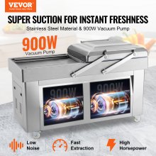 Selladora al vacío de cámara VEVOR, potencia de sellado de 1200 W, máquina de envasado al vacío para alimentos húmedos, carnes, adobos y más, tamaño compacto con longitud de sellado de 23,62", utilizada en cocinas domésticas y uso comercial