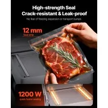 Selladora al vacío de cámara VEVOR, potencia de sellado de 1200 W, máquina de envasado al vacío para alimentos húmedos, carnes, adobos y más, tamaño compacto con longitud de sellado de 23,62", utilizada en cocinas domésticas y uso comercial